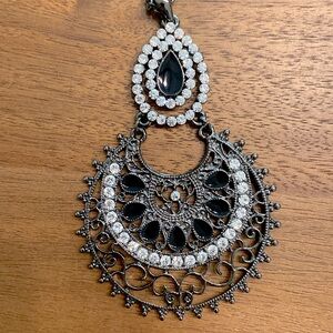 Black and Silver Medallion Necklace